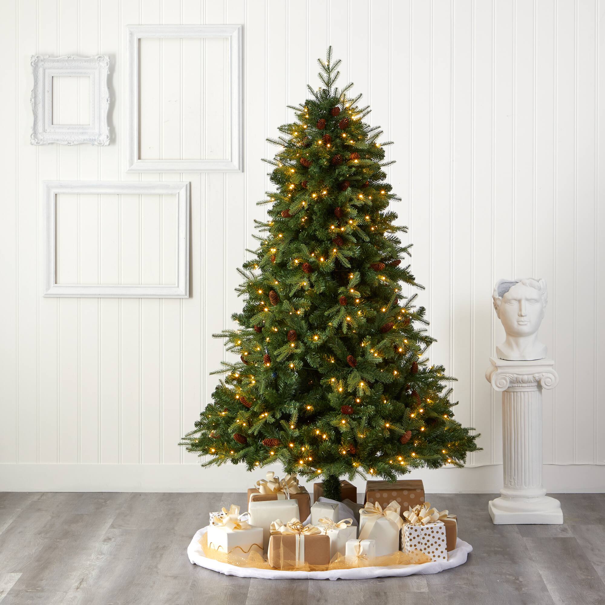 7ft. Pre-Lit Wellington Spruce Artificial Christmas Tree, Clear LED Lights